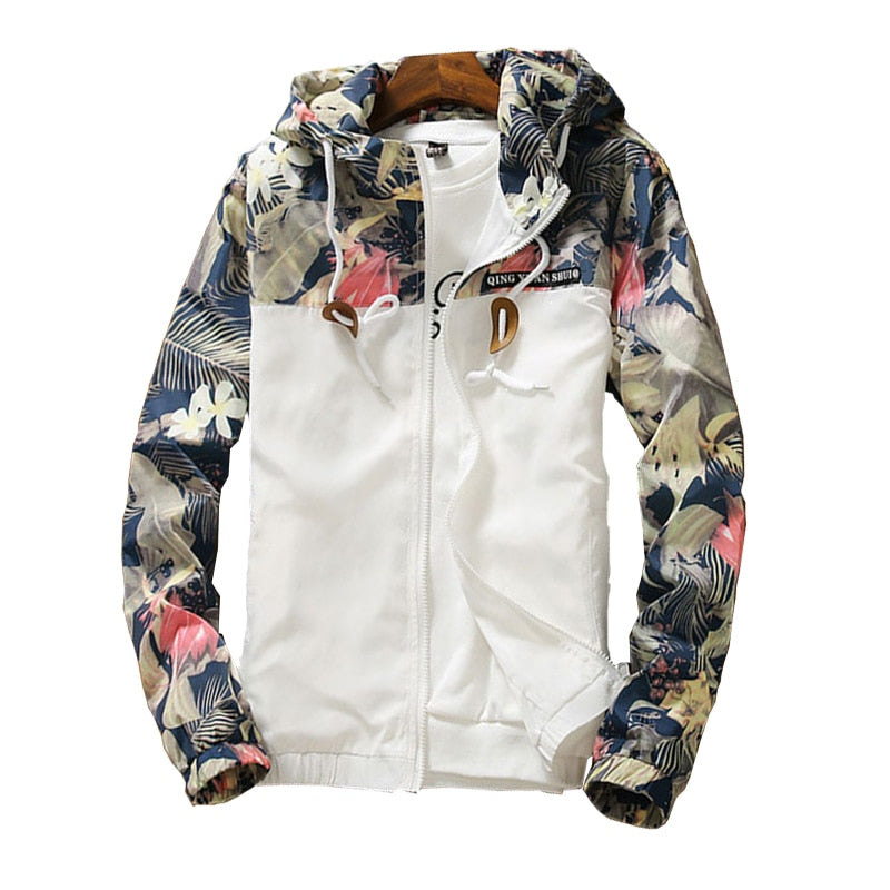 Women&#39;s Hooded Jackets 2022 Spring Autumn Floral Causal Windbreaker Women Basic Jackets Coats Zipper Lightweight Jackets Famale