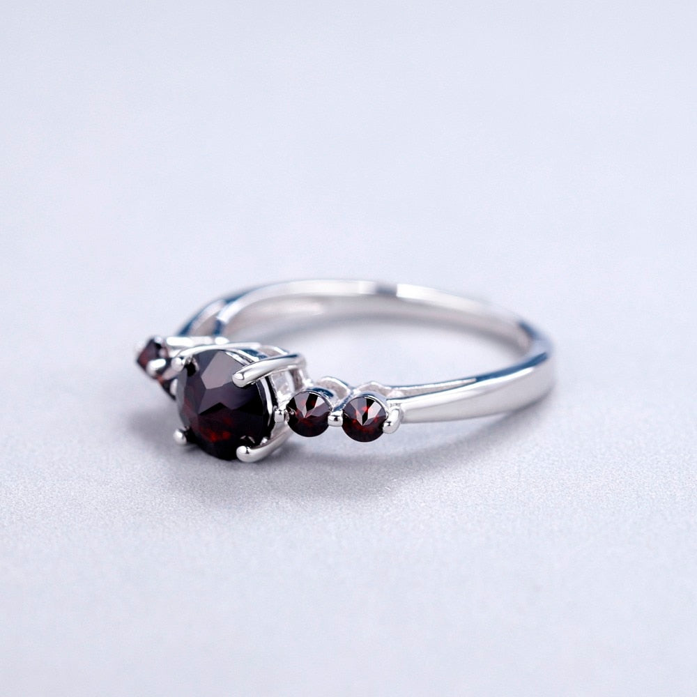 GEM&#39;S BALLET Natural  Black Garnet  Gemstone Ring Genuine 585 14K 10K 18K Gold 925 Silver Rings For Women Jewelry Vintage