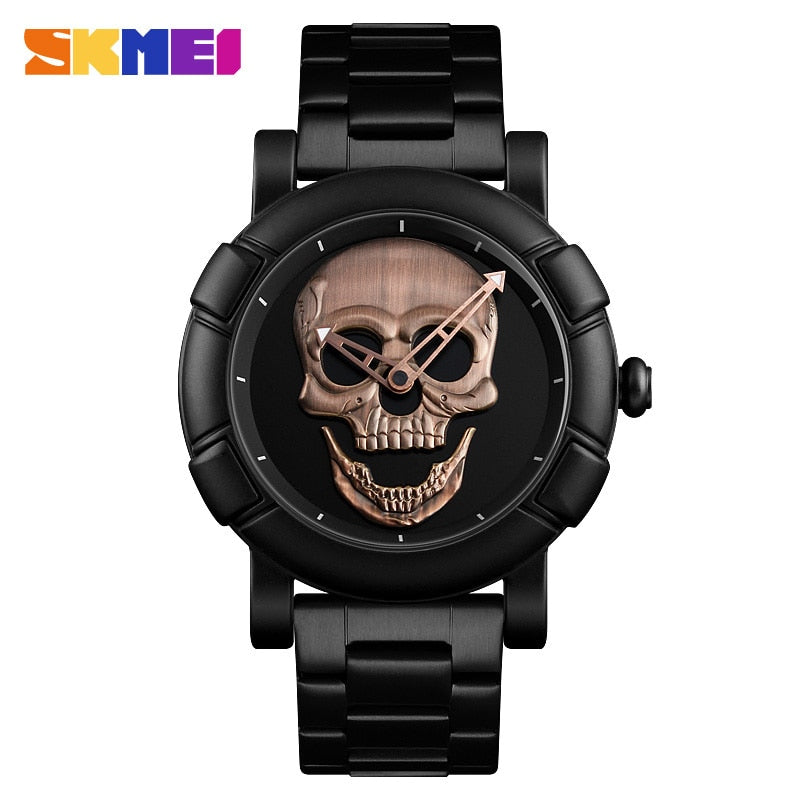 SKMEI Fashion Sport Mens Watches Top Brand Luxury Skull Watch Men 3Bar Waterproof Quartz Wristwatches Relogio Masculino 9178