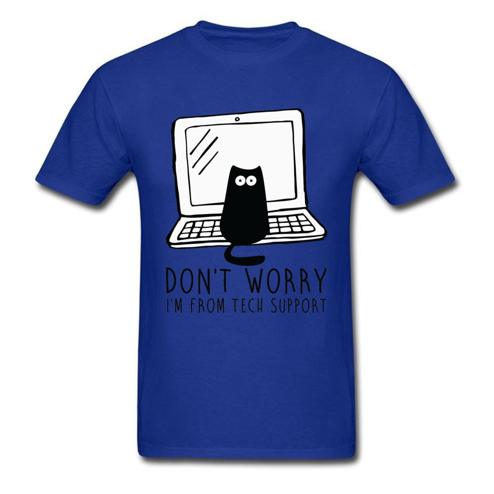 Computer Programs Cat Printed T-Shirt Tech Support 3D Funny Cats Tshirt Latest Cotton Tshirts Cat Software Programming Men