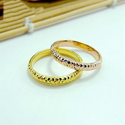 18k Soild Gold Ring For Women Girl Star Shining Band Real Rose Gold Lucky Carved Ring US Size 7 &8  Best Gift Ring  Jewelry