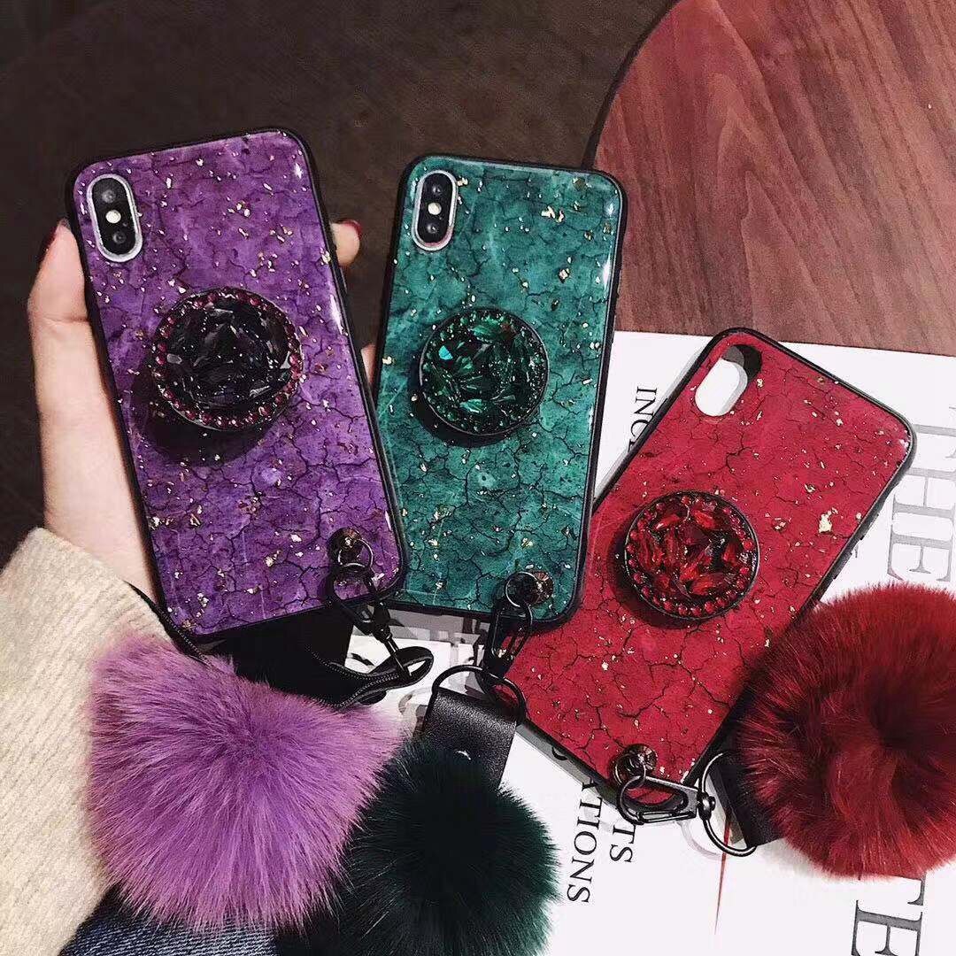 Luxury Diamond Marble Glitter Phone Cases for iPhone X XR XS MAX 7 8 6s Plus holder Ring Silicon Cover For iPhone XR XS