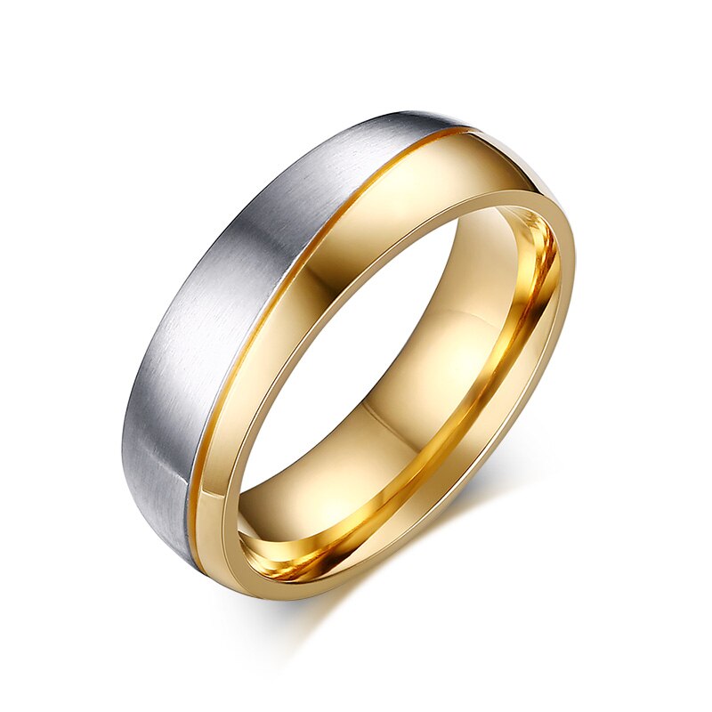 Vnox Rings For Women Man Wedding Ring Gold Color 316L Stainless Steel Promise Couple Jewelry