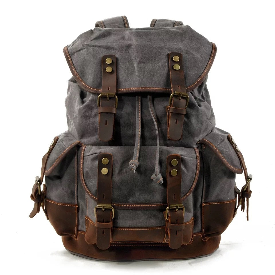 WOHENRED Large Capacity Leather Canvas Backpacks For Men School Bags Vintage Waterproof Daypack High Quality Laptop Backpack Bag