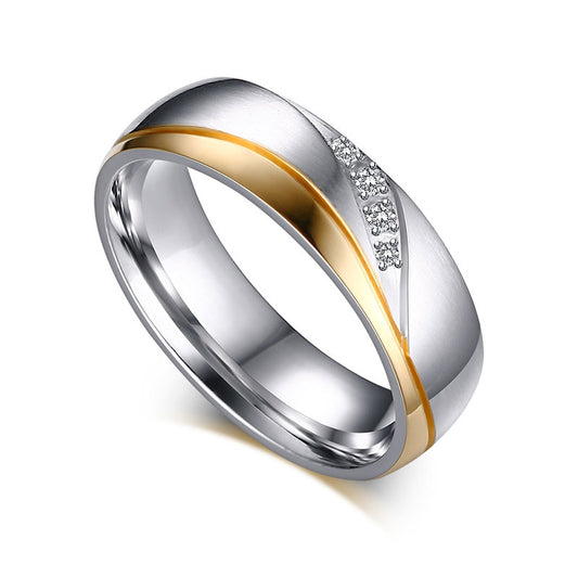 Vnox Rings For Women Man Wedding Ring Gold Color 316L Stainless Steel Promise Couple Jewelry