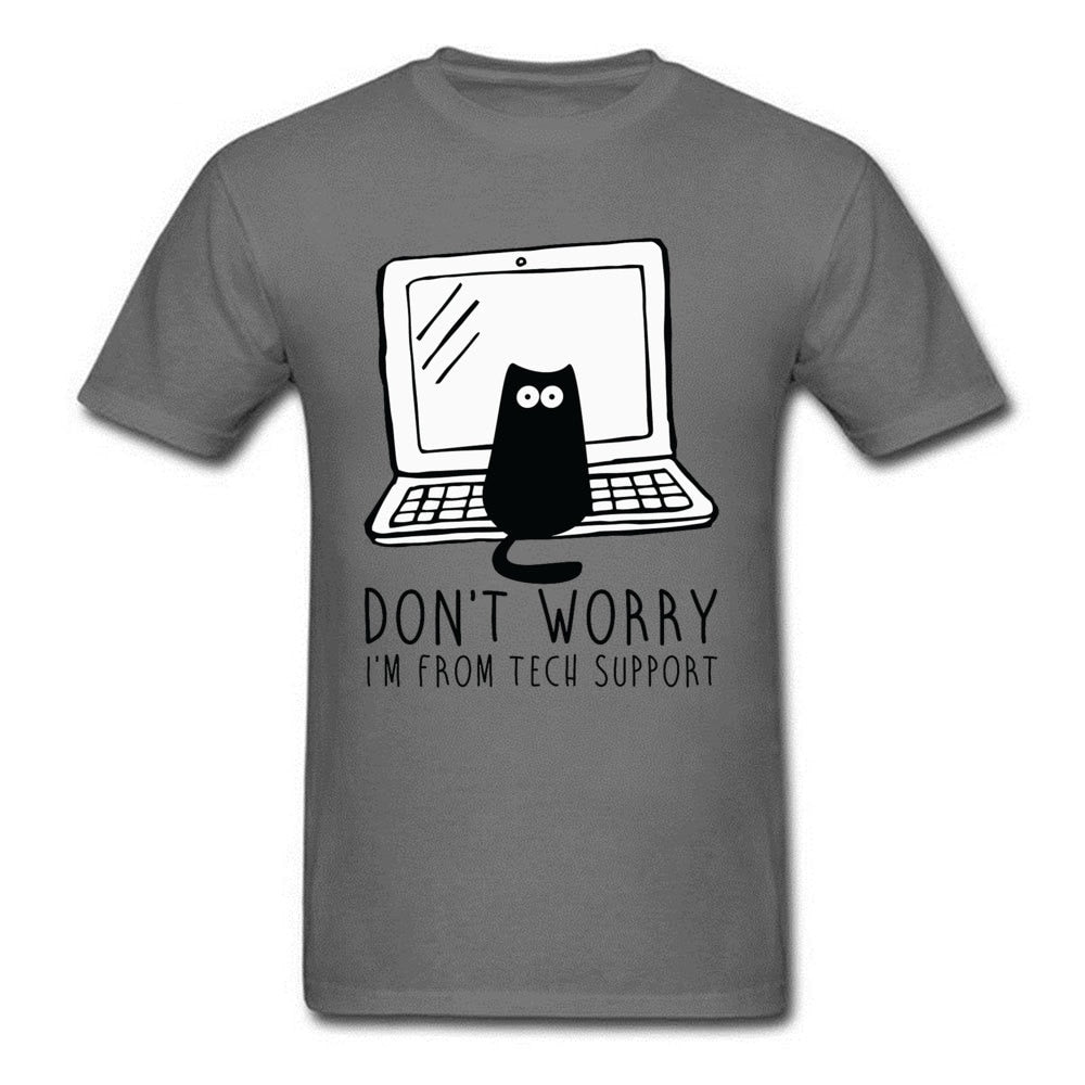 Computer Programs Cat Printed T-Shirt Tech Support 3D Funny Cats Tshirt Latest Cotton Tshirts Cat Software Programming Men