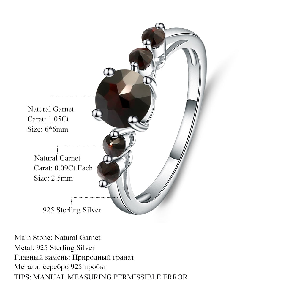 GEM&#39;S BALLET Natural  Black Garnet  Gemstone Ring Genuine 585 14K 10K 18K Gold 925 Silver Rings For Women Jewelry Vintage