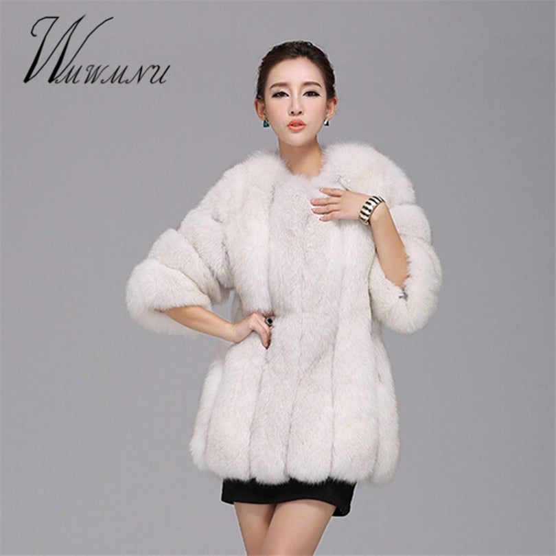 Fashion Luxury Faux Fox Fur Coat Women Plus Size S-4XL Winter Coat Thick Warm Fake Furry Fur Jacket Coats chaqueta mujer