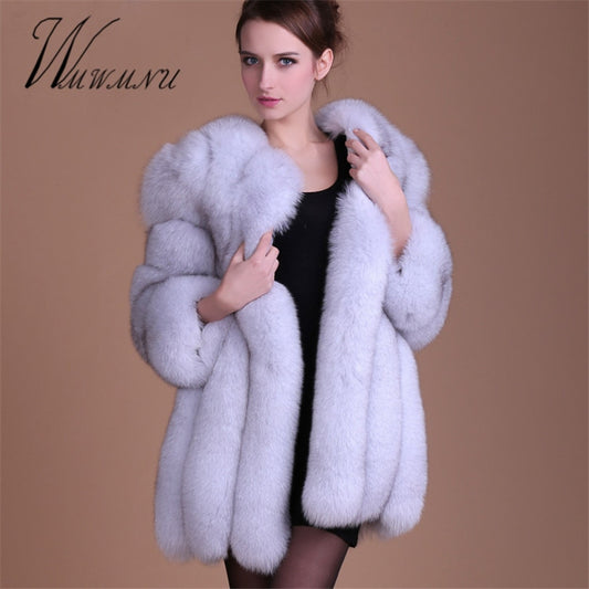 Fashion Luxury Faux Fox Fur Coat Women Plus Size S-4XL Winter Coat Thick Warm Fake Furry Fur Jacket Coats chaqueta mujer