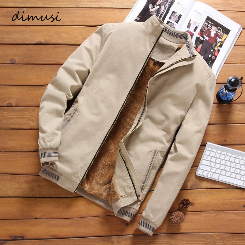 DIMUSI Autumn Mens Bomber Jackets Casual Male Outwear Fleece Thick Warm Windbreaker Jacket Mens Military Baseball Coats Clothing