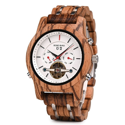 BOBO BIRD Automatic Mechanical Watch Men Wooden Luxury Women Watches with Calendar Display Multifuctions relogio masculino