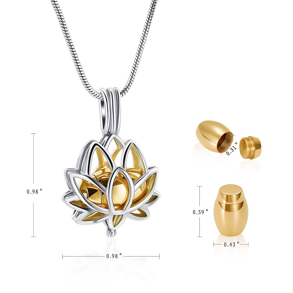 Stainless Steel Lotus Flower Keepsake Pendant For Women Mini Cremation Urn Jewelry Memorial Jewelry Ashes Locket 2 Colors