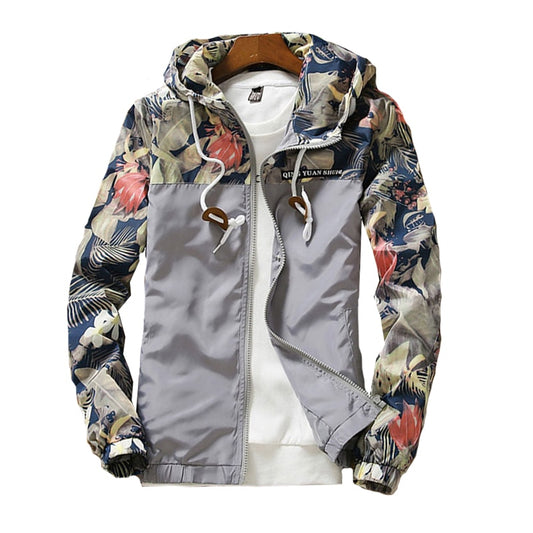 Women&#39;s Hooded Jackets 2022 Spring Autumn Floral Causal Windbreaker Women Basic Jackets Coats Zipper Lightweight Jackets Famale