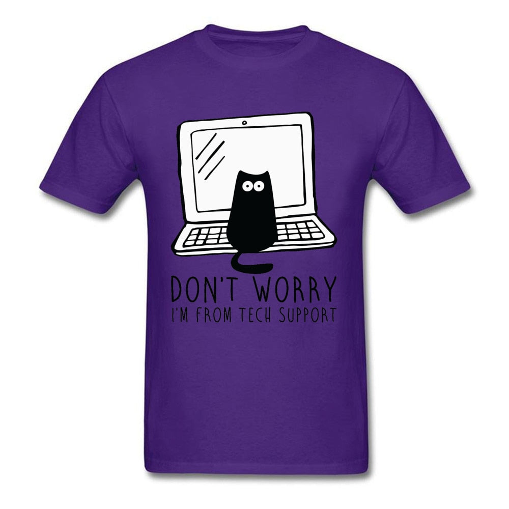 Computer Programs Cat Printed T-Shirt Tech Support 3D Funny Cats Tshirt Latest Cotton Tshirts Cat Software Programming Men