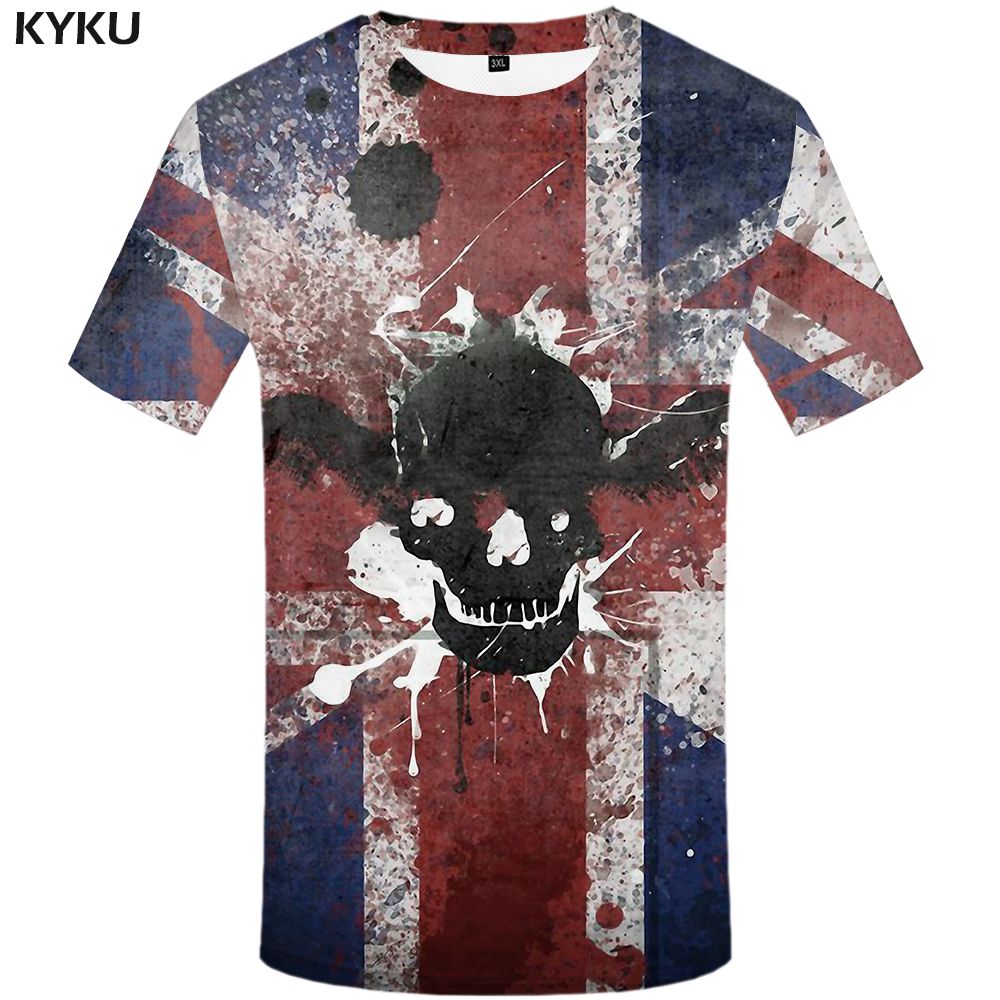 KYKU Brazil Tshirt Men Green Flame T-shirt Hip Hop Tee Black Print T Shirt 3d Gothic Punk Rock Mens Clothing Summer Streetwear