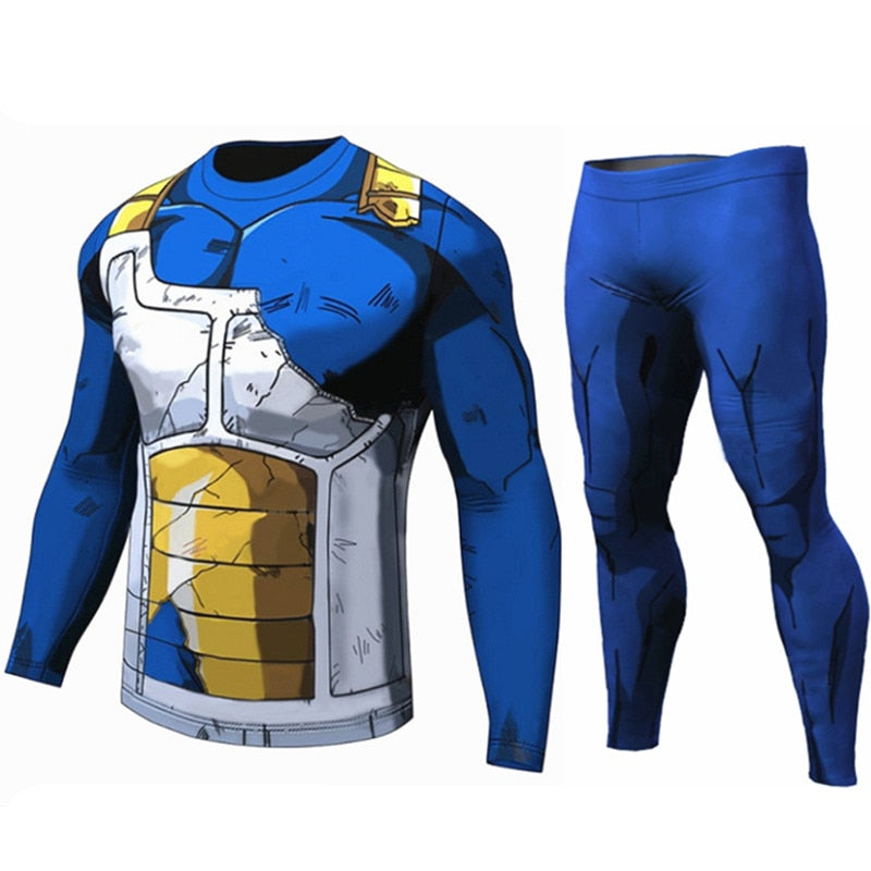 Men T Shirt Homme Compression Costume Vegeta Tshirt Son Goku T-shirts Fitness Leggings Shorts Sportwear