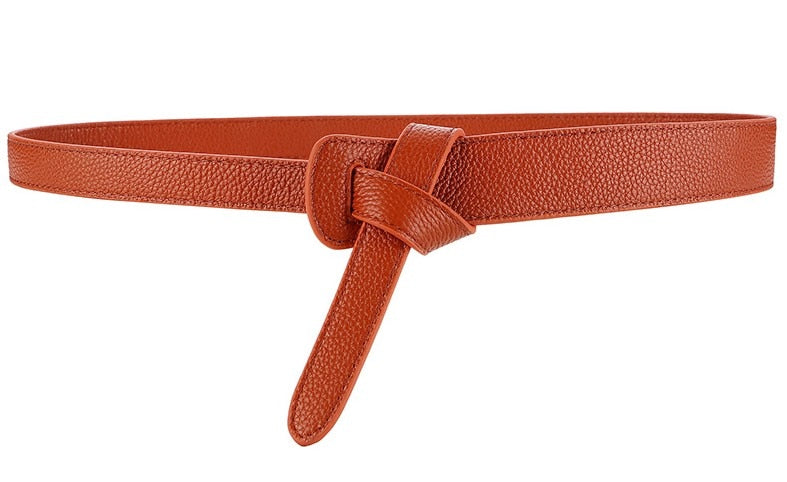 Luxury Female Belt for Women red Bow design Thin PU Leather Jeans Girdles Loop strap belts bownot brown dress coat accessories