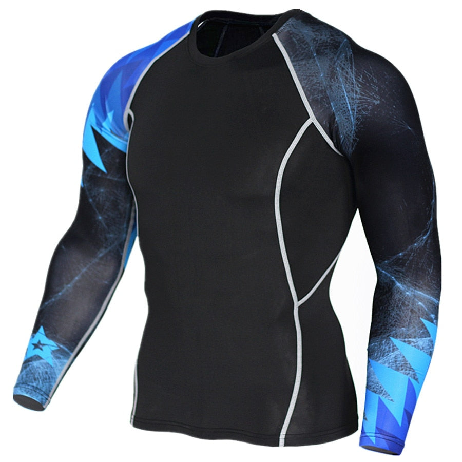 Compression Shirt Men's Base Tshirts Tight-Fitting Second Skin Technical Printing Long Sleeve Bodybuilding Tops