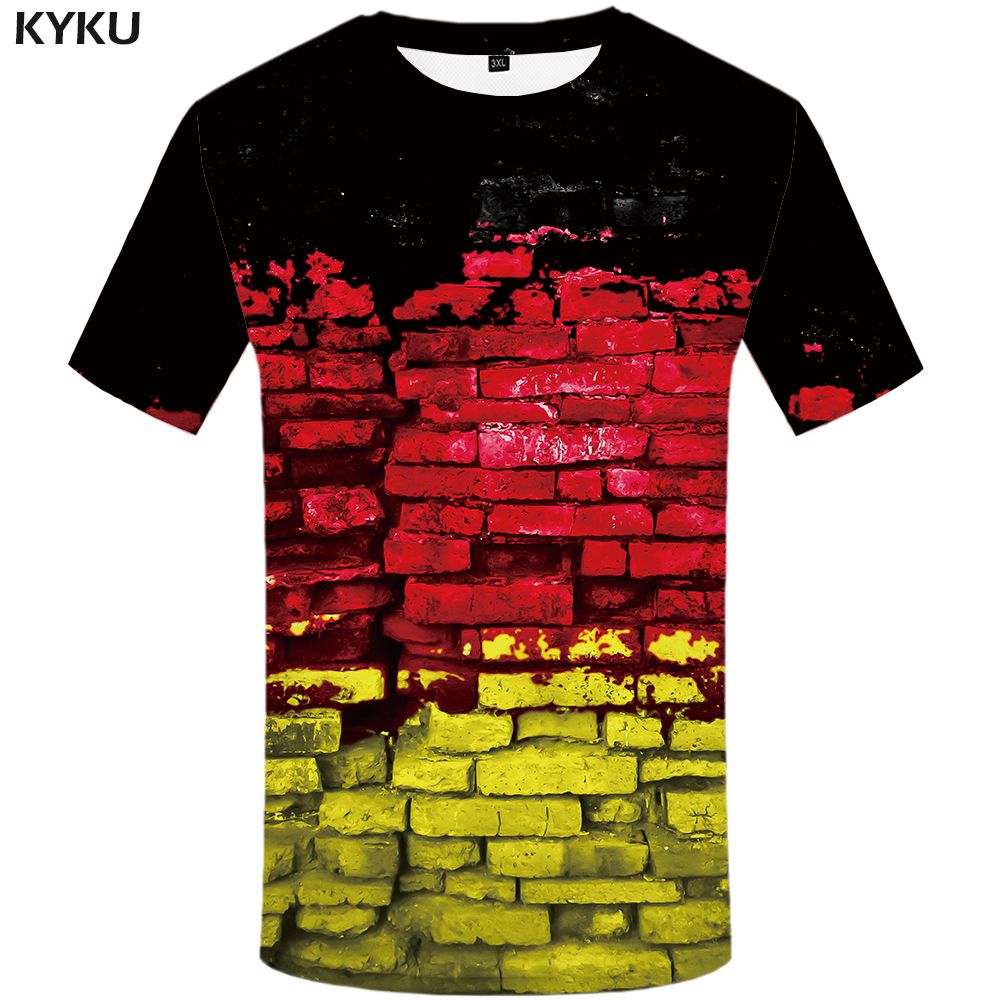 KYKU Brazil Tshirt Men Green Flame T-shirt Hip Hop Tee Black Print T Shirt 3d Gothic Punk Rock Mens Clothing Summer Streetwear