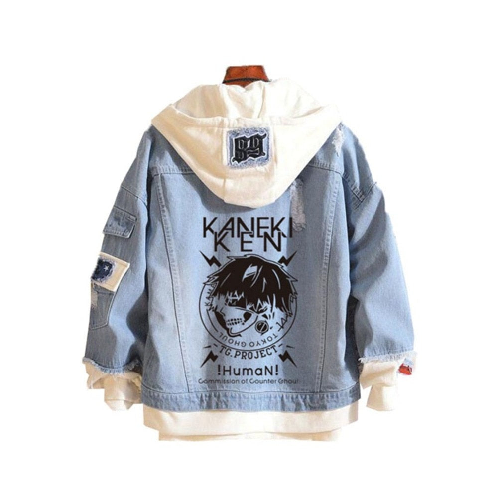 Tokyo Ghoul Women Knitted Sweatshirts Anime Long Jeans Jacket Time Raiders Spring Hooded Cartoon Denim Jackets Fashion Hoodies