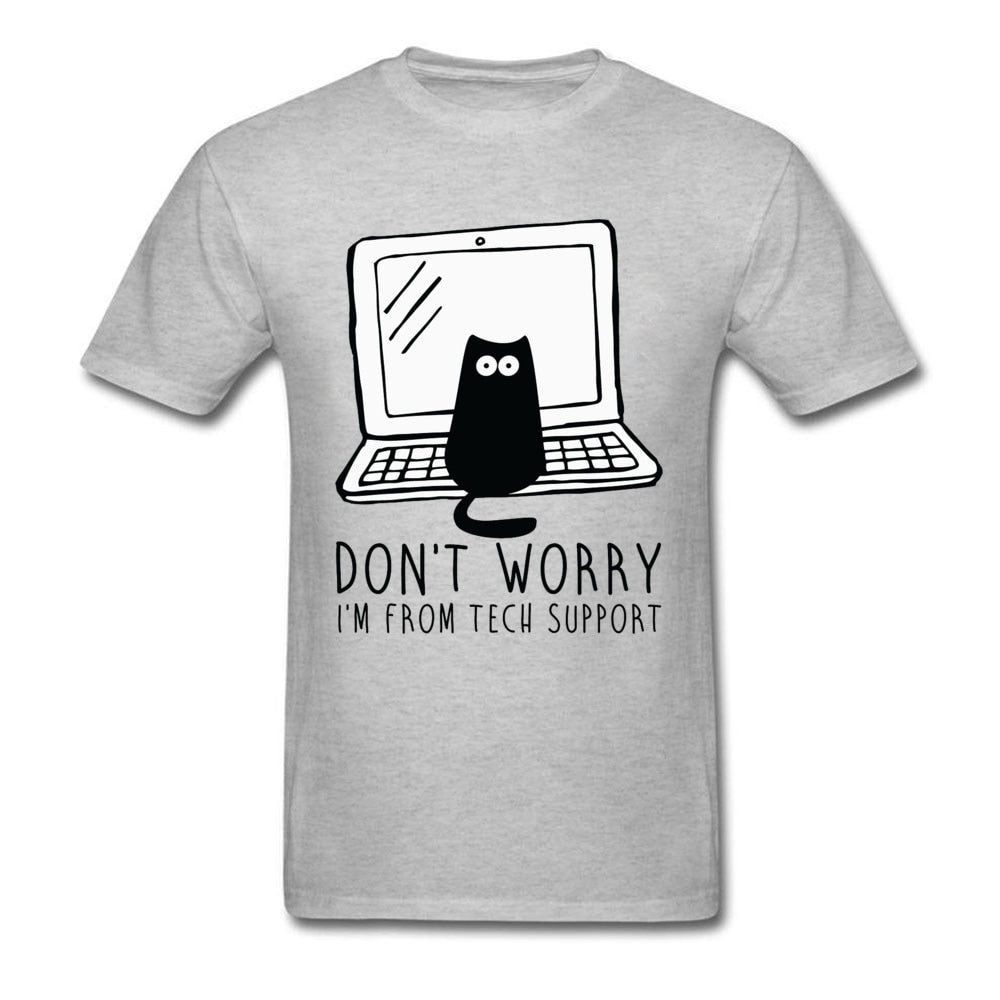 Computer Programs Cat Printed T-Shirt Tech Support 3D Funny Cats Tshirt Latest Cotton Tshirts Cat Software Programming Men