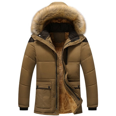 Mountainskin Winter Men&#39;s Jackets Thick Fleece 5XL Fur Collar Hooded Men&#39;s Coats Casual Jacket Male Outerwear Windproof SA390