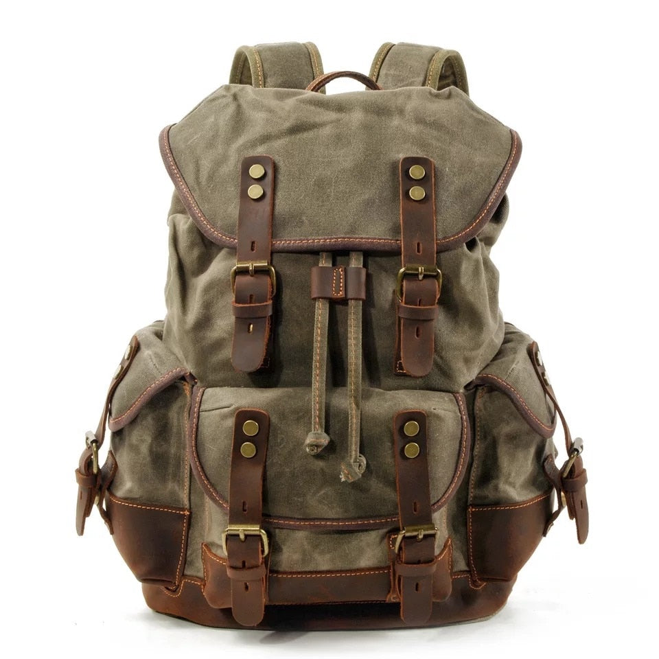 WOHENRED Large Capacity Leather Canvas Backpacks For Men School Bags Vintage Waterproof Daypack High Quality Laptop Backpack Bag