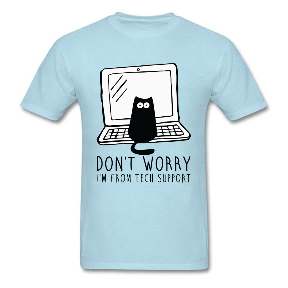 Computer Programs Cat Printed T-Shirt Tech Support 3D Funny Cats Tshirt Latest Cotton Tshirts Cat Software Programming Men