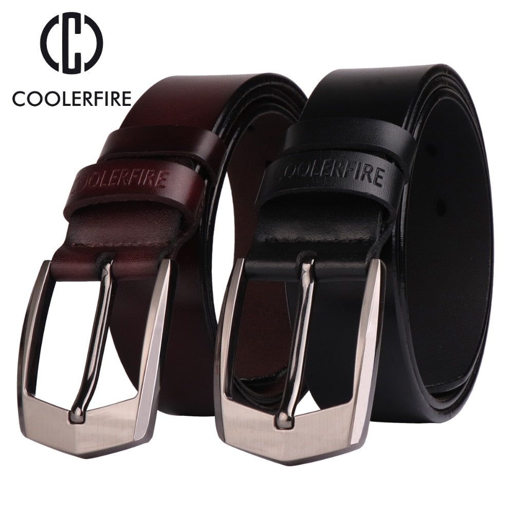 Coolerfire men high quality genuine leather belt luxury designer belts men cowskin fashion Strap male Jeans for man cowboy HQ043