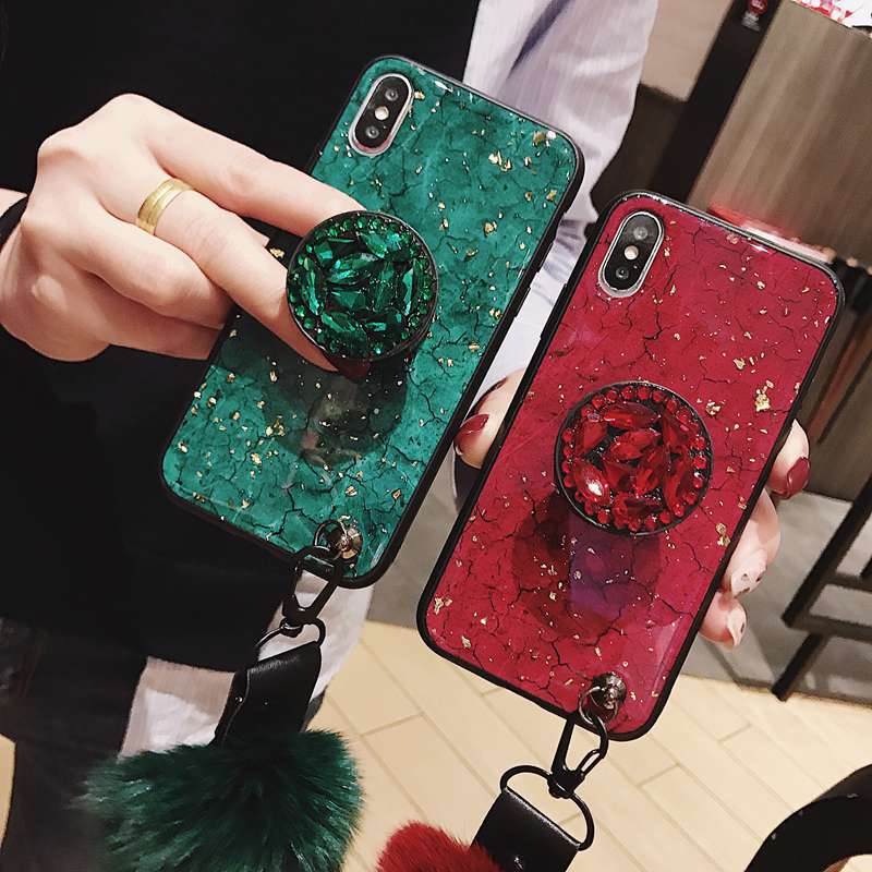 Luxury Diamond Marble Glitter Phone Cases for iPhone X XR XS MAX 7 8 6s Plus holder Ring Silicon Cover For iPhone XR XS