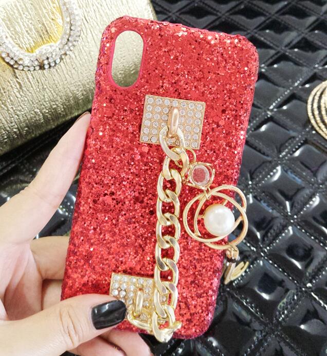 Phone Case for iPhone 11 12 13 Pro X XS MAX XR Bling Luxury Rhinestone Chain Girls Cover Back Tassel Case for iPhone 6 7 8 Plus