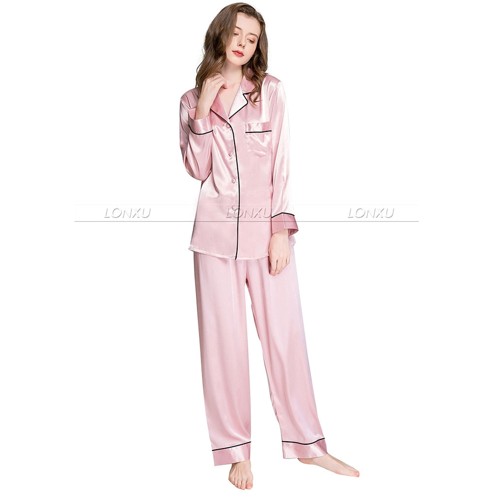 Womens Silk Satin Pajamas  Pyjamas  Set  Sleepwear Loungewear U.S.S6,M8,M10,L12,L14,L16,L18,L20  S ~3XL Plus Size