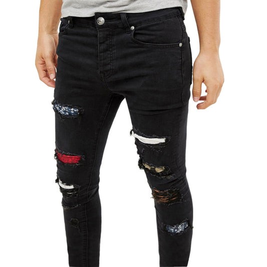 Fashion Men Ripped Jeans Design Stretchy Skinny Jeans For Men Y5772