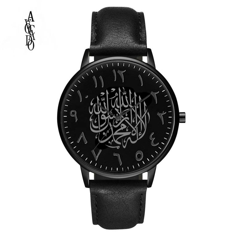 AVOCADO 2019 Men'S Watches Black Arabic Quartz Wristwatches Leather Strap Reloj Arabe Negro