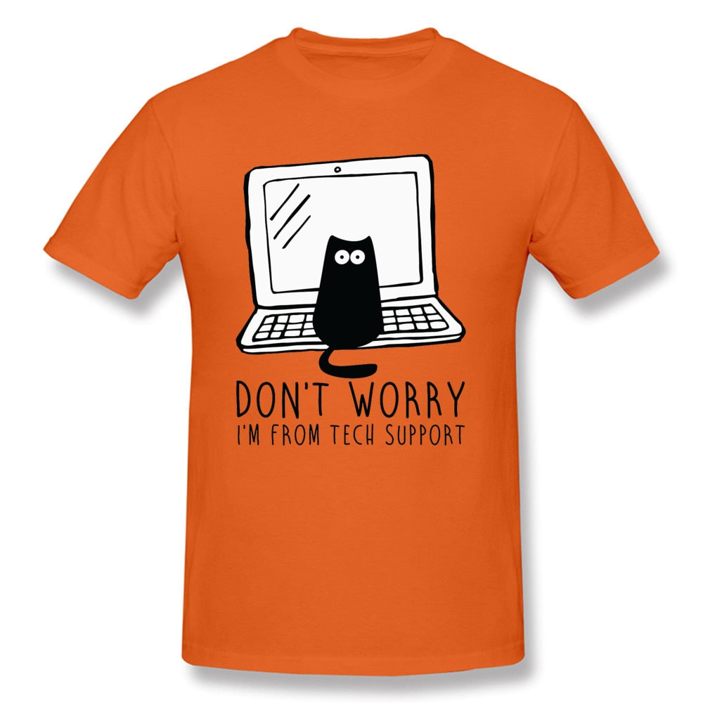 Computer Programs Cat Printed T-Shirt Tech Support 3D Funny Cats Tshirt Latest Cotton Tshirts Cat Software Programming Men