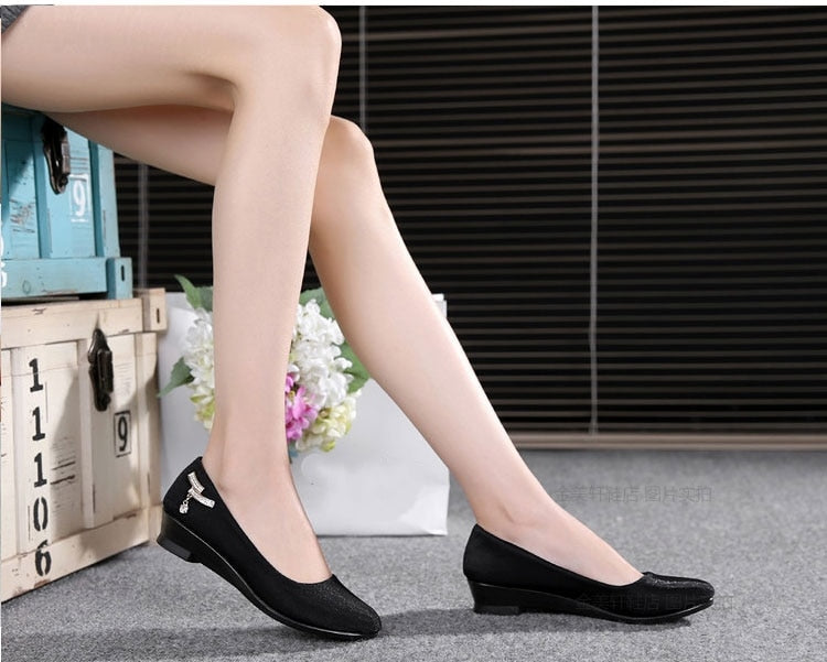 women Ballet Wedges Shoes Female for Work Cloth Shoes Women Sweet Loafers Slip On Women&#39;s Wedges Shoes Oversize New Boat Shoes