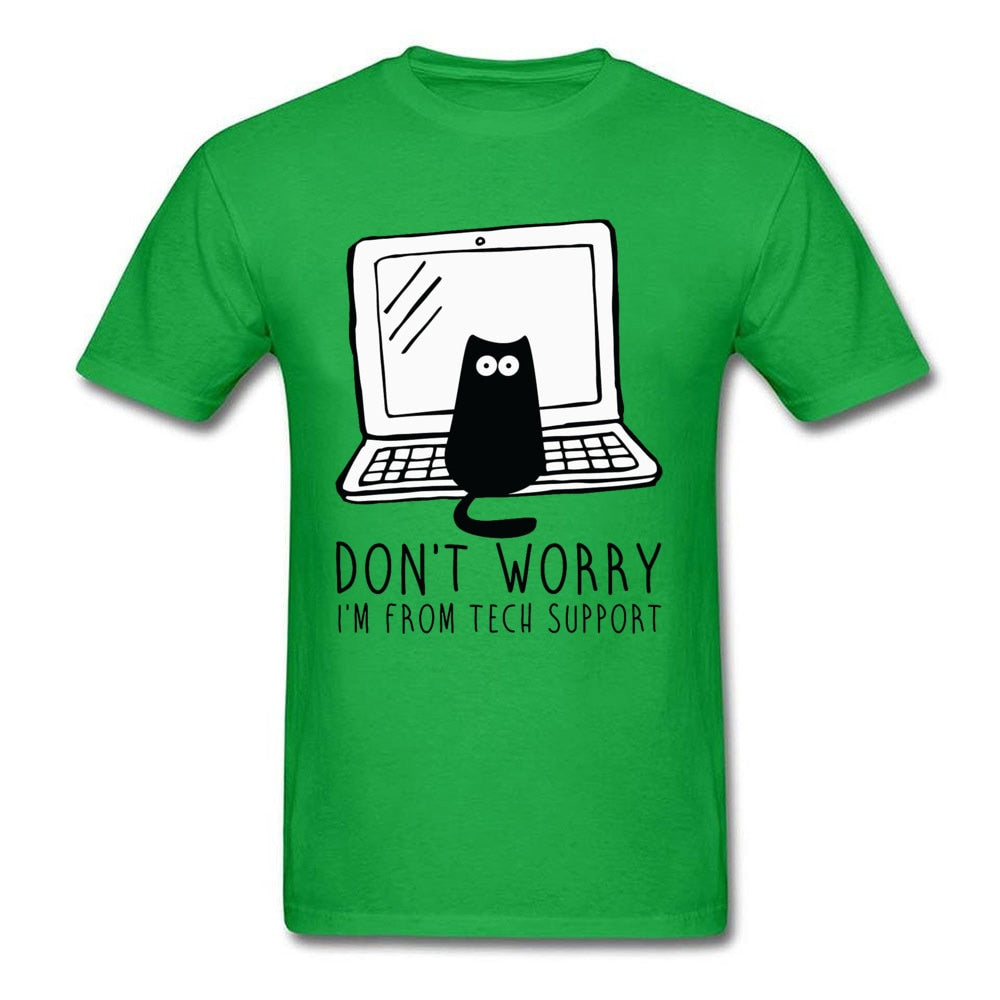 Computer Programs Cat Printed T-Shirt Tech Support 3D Funny Cats Tshirt Latest Cotton Tshirts Cat Software Programming Men