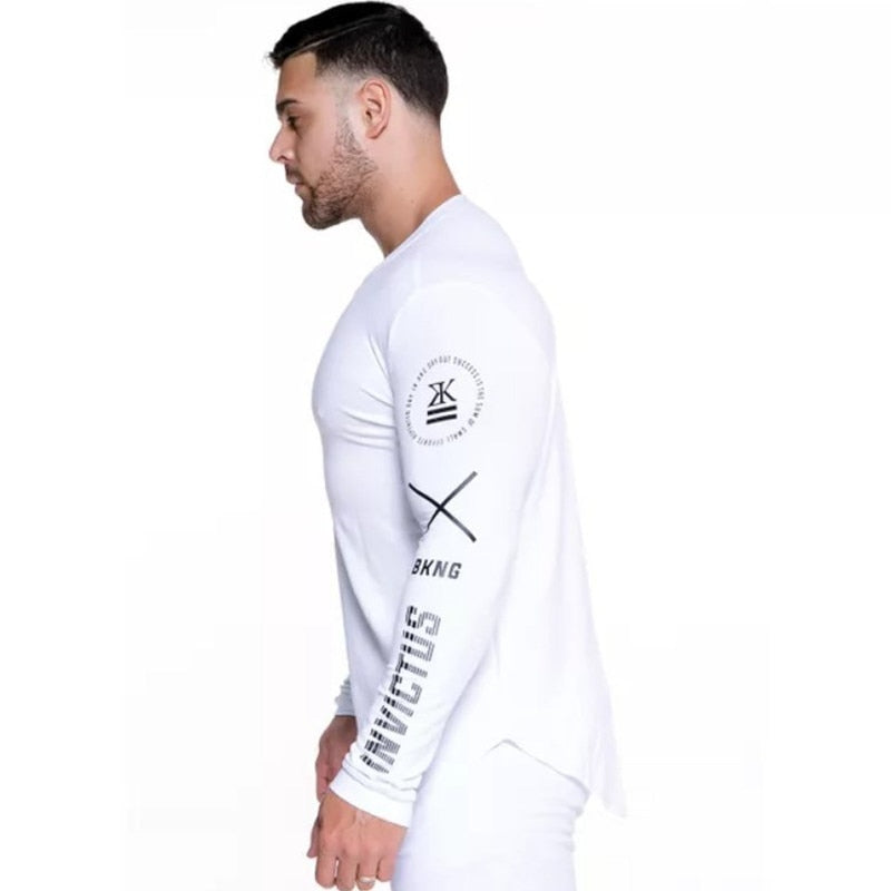 Men Bodybuilding Long sleeve t shirt Man Casual Fashion Skinny T-Shirt Male Gyms Fitness Workout Tees Tops Jogger Brand Clothing