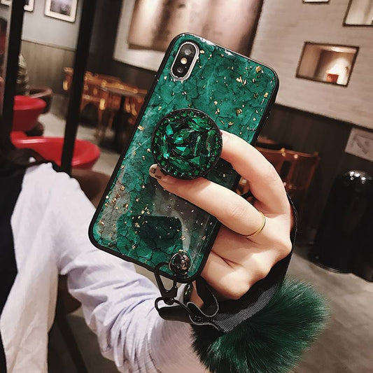 Luxury Diamond Marble Glitter Phone Cases for iPhone X XR XS MAX 7 8 6s Plus holder Ring Silicon Cover For iPhone XR XS