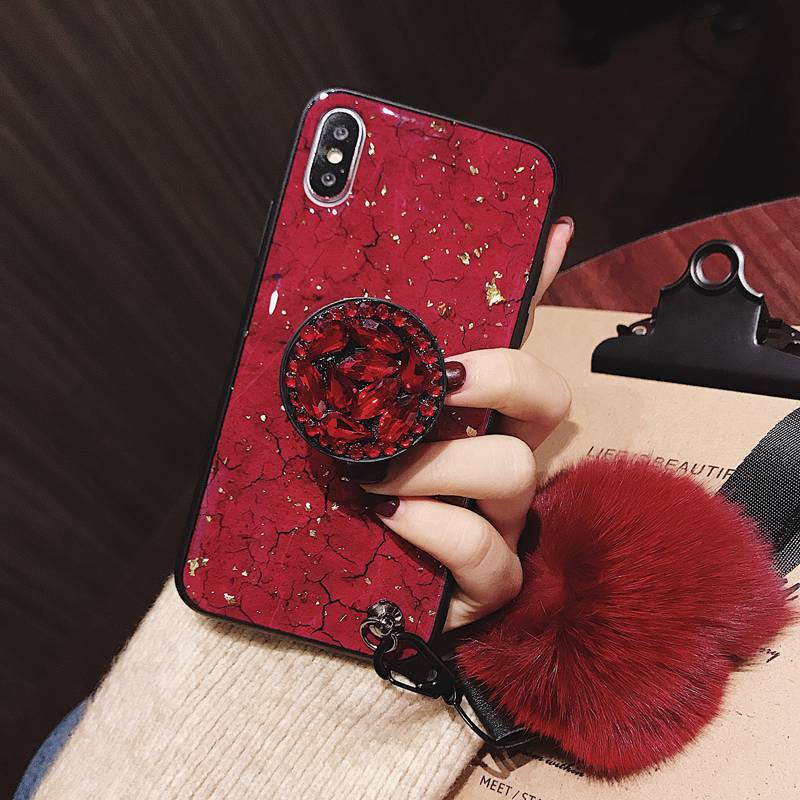 Luxury Diamond Marble Glitter Phone Cases for iPhone X XR XS MAX 7 8 6s Plus holder Ring Silicon Cover For iPhone XR XS