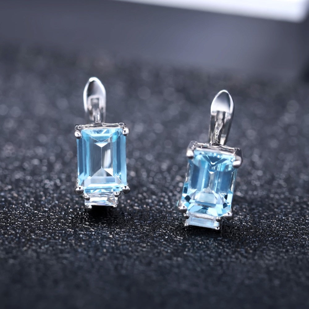 Gem&#39;s Ballet Natural Sky Blue Topaz 585 14K 10K 18K Gold 925 Silver Earrings Gemstones Earrings For Women Gift Wedding