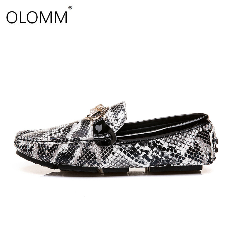 Men Loafers Driving Shoes Soft Casual Shoes Men Flats Men Shoes Leather Loafers Big Size 38-48 Male Slip on Snake Skin Shoes