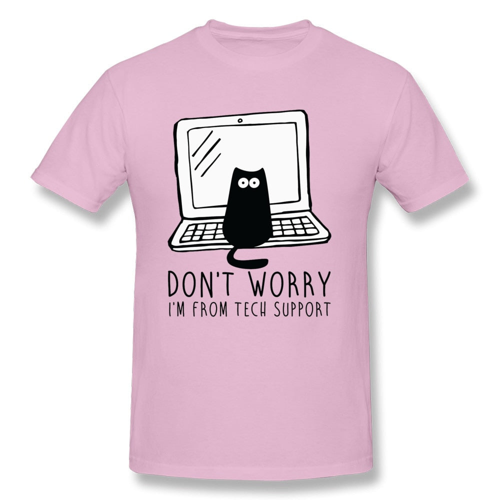 Computer Programs Cat Printed T-Shirt Tech Support 3D Funny Cats Tshirt Latest Cotton Tshirts Cat Software Programming Men