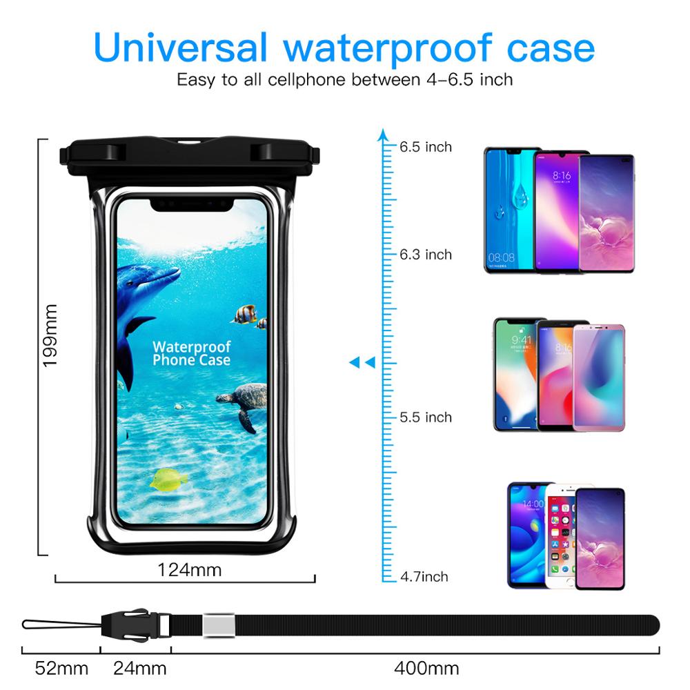 SEYNLI Waterproof Phone Case Transparent Mobile Phone Underwater Storage Bag Soft Cellphone Swimming Diving Protective Case