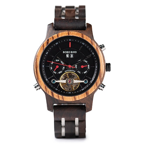 BOBO BIRD Automatic Mechanical Watch Men Wooden Luxury Women Watches with Calendar Display Multifuctions relogio masculino