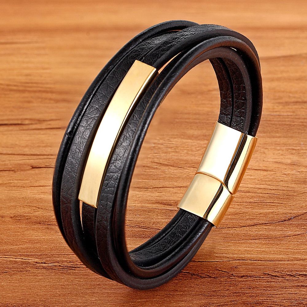 XQNI Charming Jewelry Different Designs Geometric Pattern Multi-layers Genuine Leather Bracelet For Men Fashion Jewelry Gift