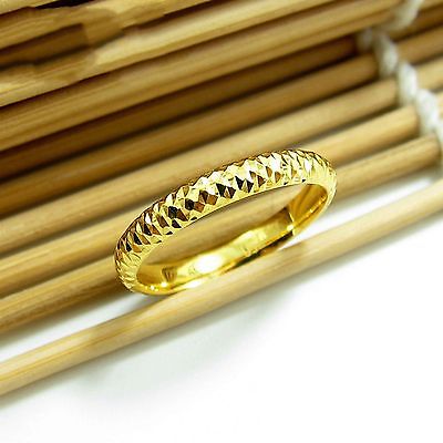 18k Soild Gold Ring For Women Girl Star Shining Band Real Rose Gold Lucky Carved Ring US Size 7 &8  Best Gift Ring  Jewelry