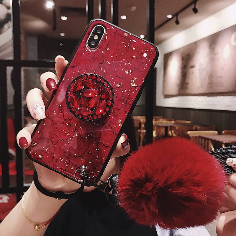 Luxury Diamond Marble Glitter Phone Cases for iPhone X XR XS MAX 7 8 6s Plus holder Ring Silicon Cover For iPhone XR XS