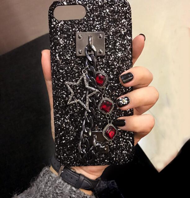 Phone Case for iPhone 11 12 13 Pro X XS MAX XR Bling Luxury Rhinestone Chain Girls Cover Back Tassel Case for iPhone 6 7 8 Plus