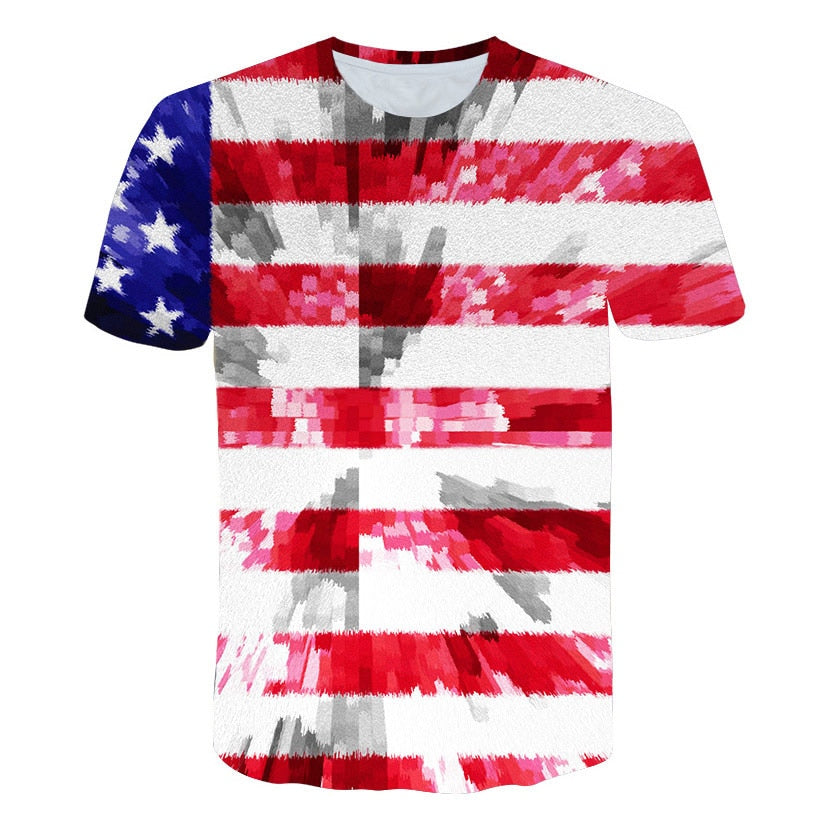 New USA Flag Stripes and Stars T-shirt Men / Women Sexy 3d Tshirt Print Eagle American Flag Men T-shirt Summer Tops Tees